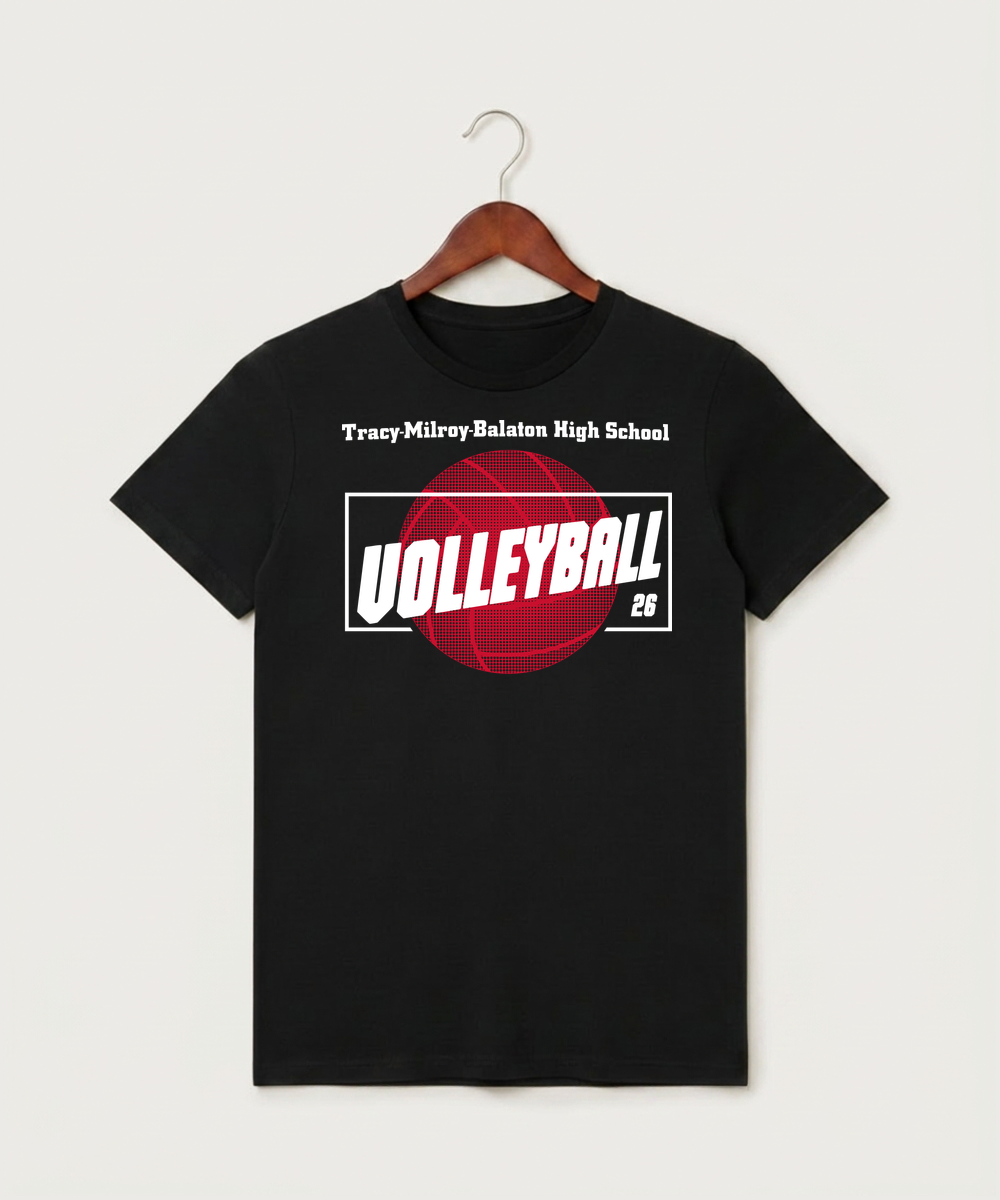 Tracy-Milroy-Balaton High School Volleyball (Girls) - Black T-Shirt - Full Front