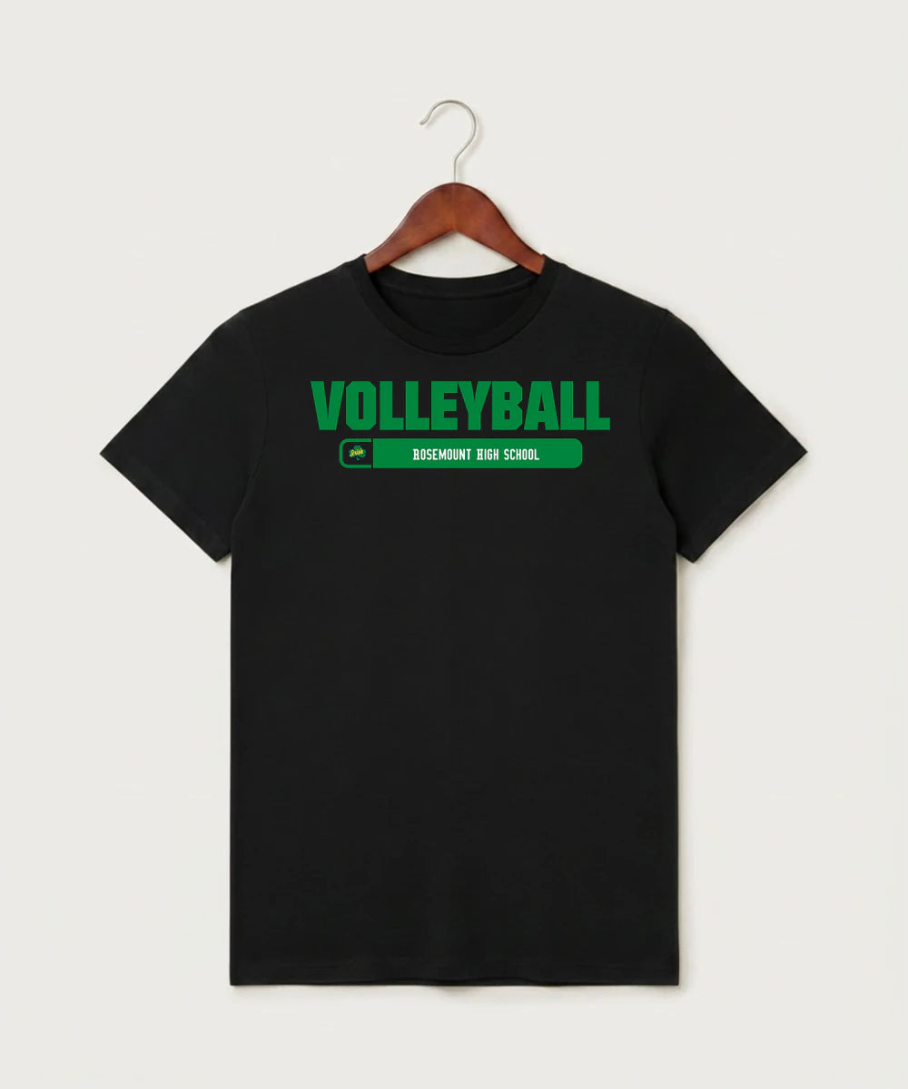 Rosemount High School Volleyball (Girls) - Black T-Shirt - Full Front