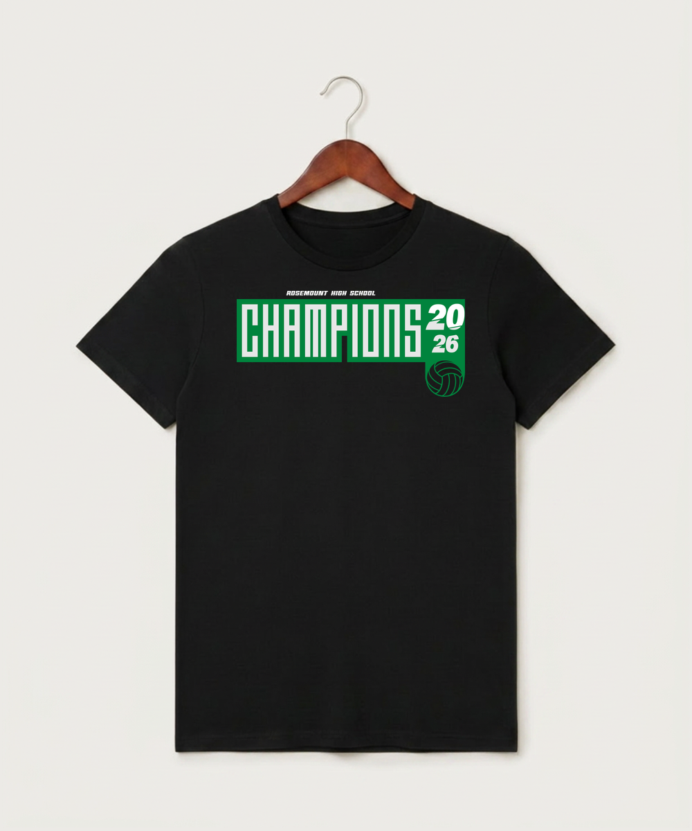 Rosemount High School Volleyball (Girls) - Black T-Shirt - Full Front