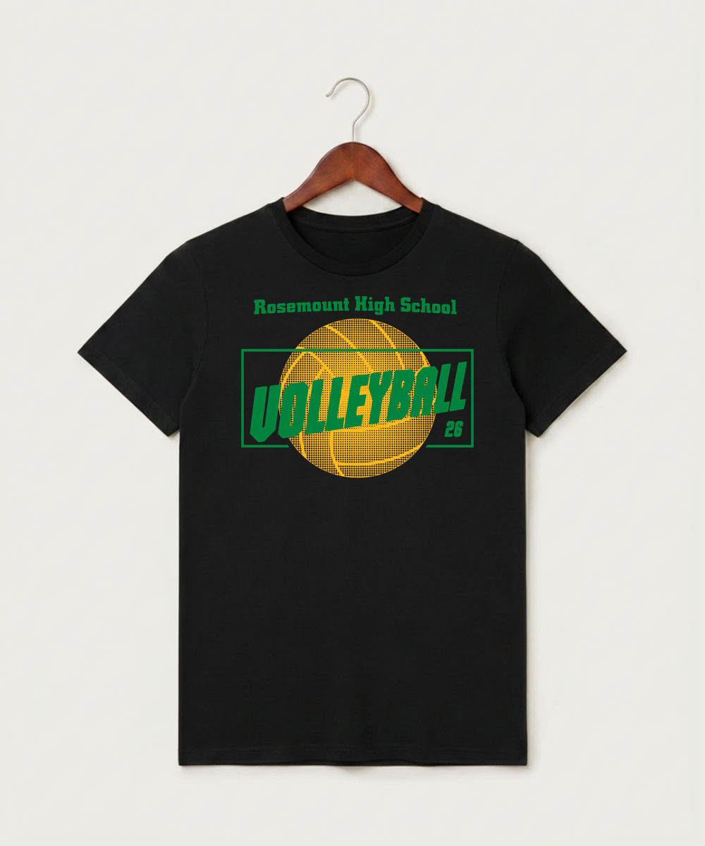 Rosemount High School Volleyball (Girls) - Black T-Shirt - Full Front