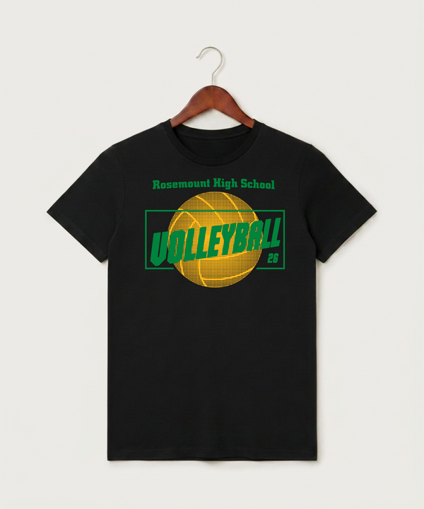 Rosemount High School Volleyball (Girls) - Black T-Shirt - Full Front