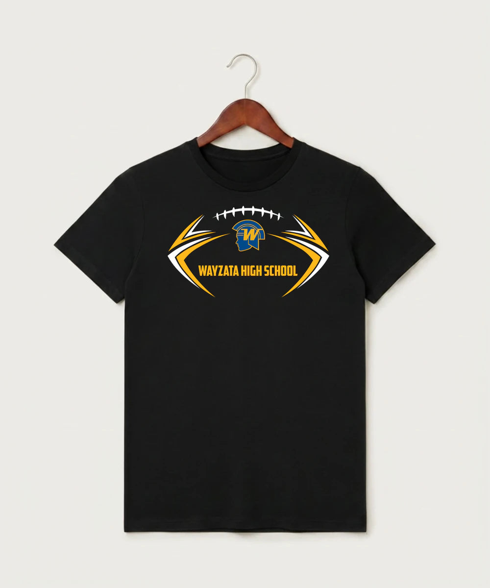 Wayzata High School Football (Boys) - Black T-Shirt - Full Front