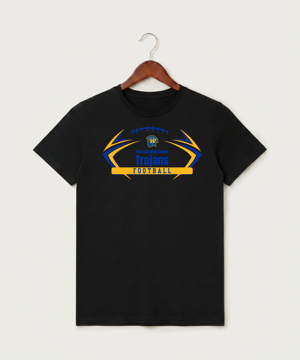 Wayzata High School Football (Boys) - Black T-Shirt - Full Front