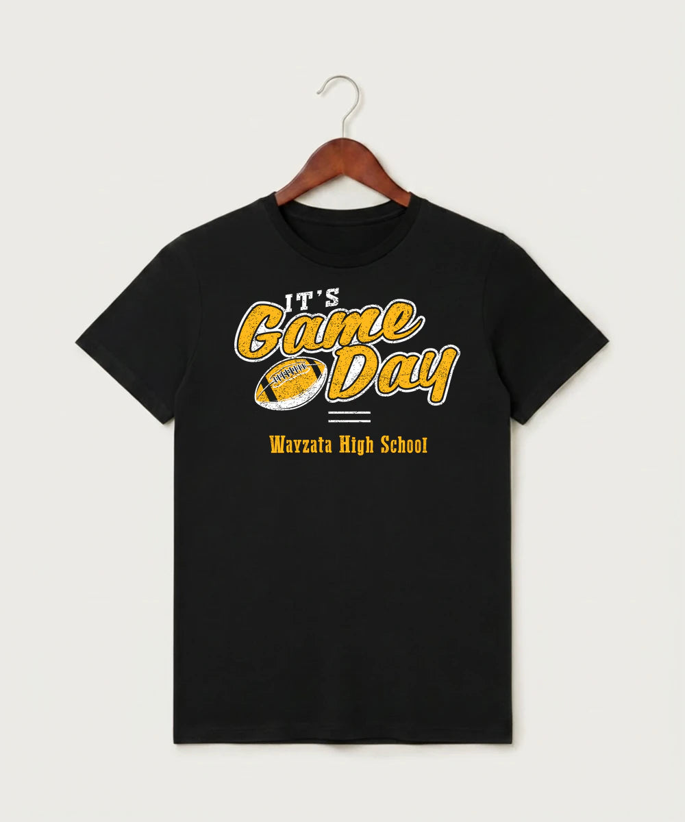 Wayzata High School Football (Boys) - Black T-Shirt - Full Front