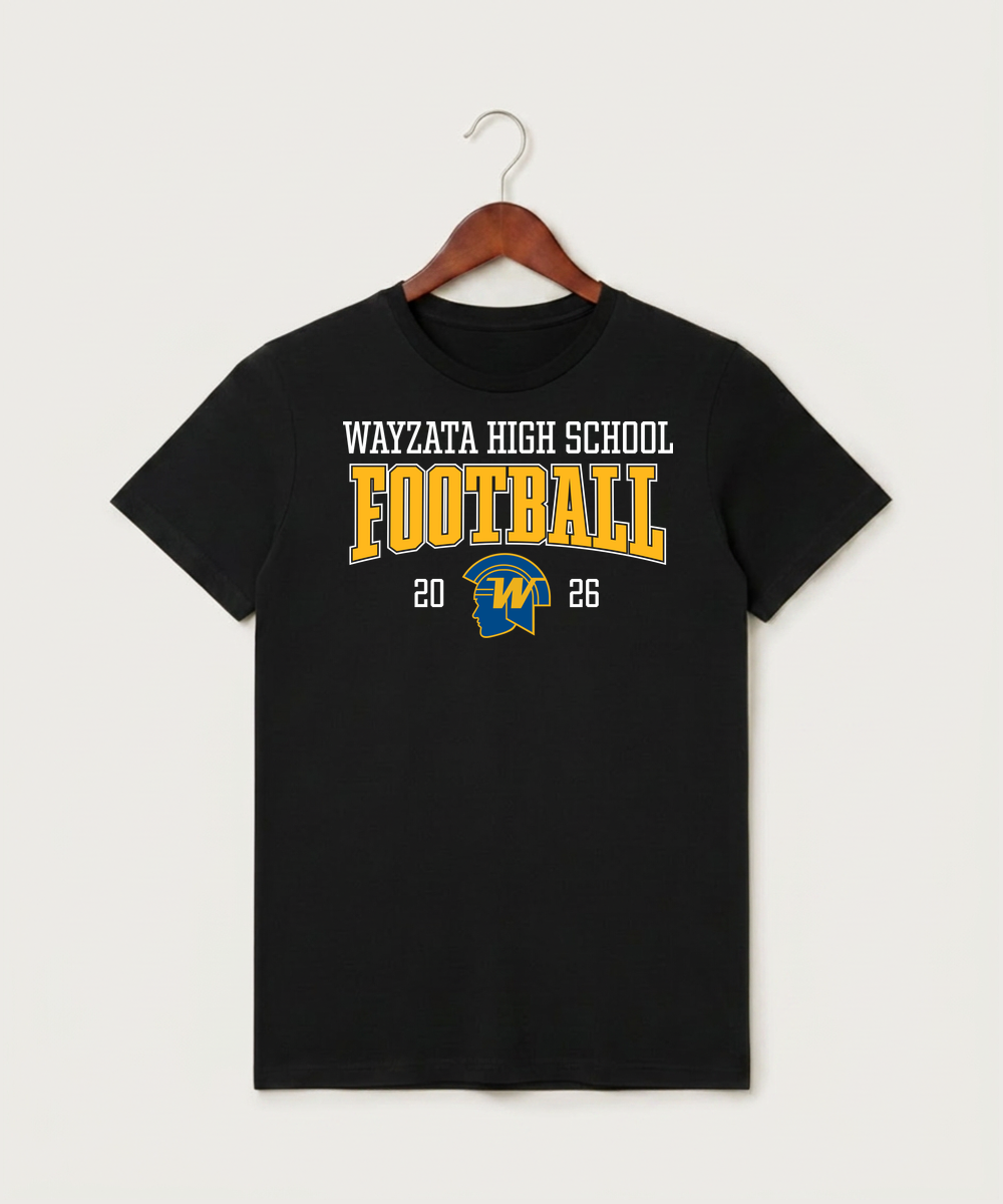 Wayzata High School Football (Boys) - Black T-Shirt - Full Front