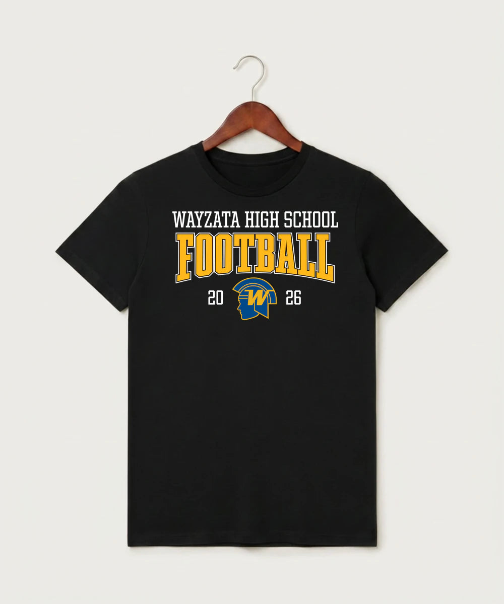 Wayzata High School Football (Boys) - Black T-Shirt - Full Front