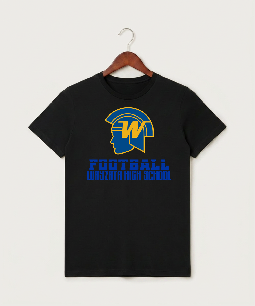 Wayzata High School Football (Boys) - Black T-Shirt - Full Front