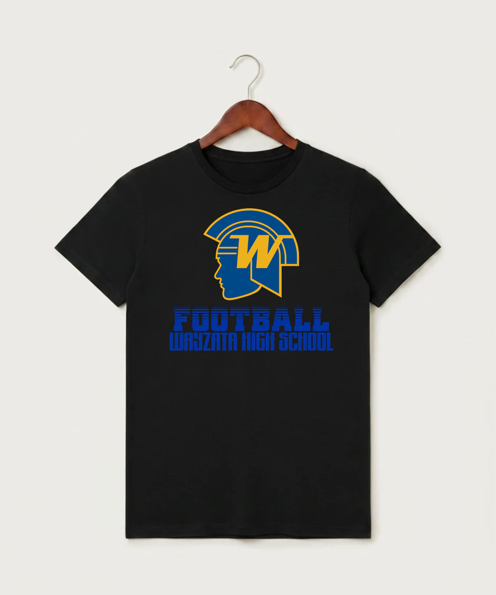 Wayzata High School Football (Boys) - Black T-Shirt - Full Front