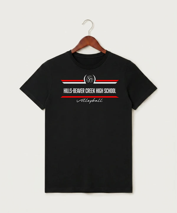 Hills-Beaver Creek High School Volleyball (Girls) - Black T-Shirt - Full Front