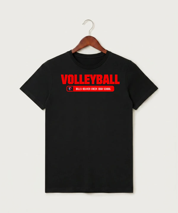 Hills-Beaver Creek High School Volleyball (Girls) - Black T-Shirt - Full Front