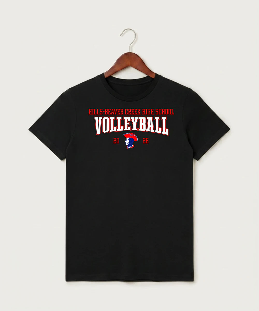 Hills-Beaver Creek High School Volleyball (Girls) - Black T-Shirt - Full Front