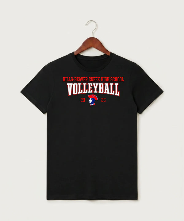 Hills-Beaver Creek High School Volleyball (Girls) - Black T-Shirt - Full Front