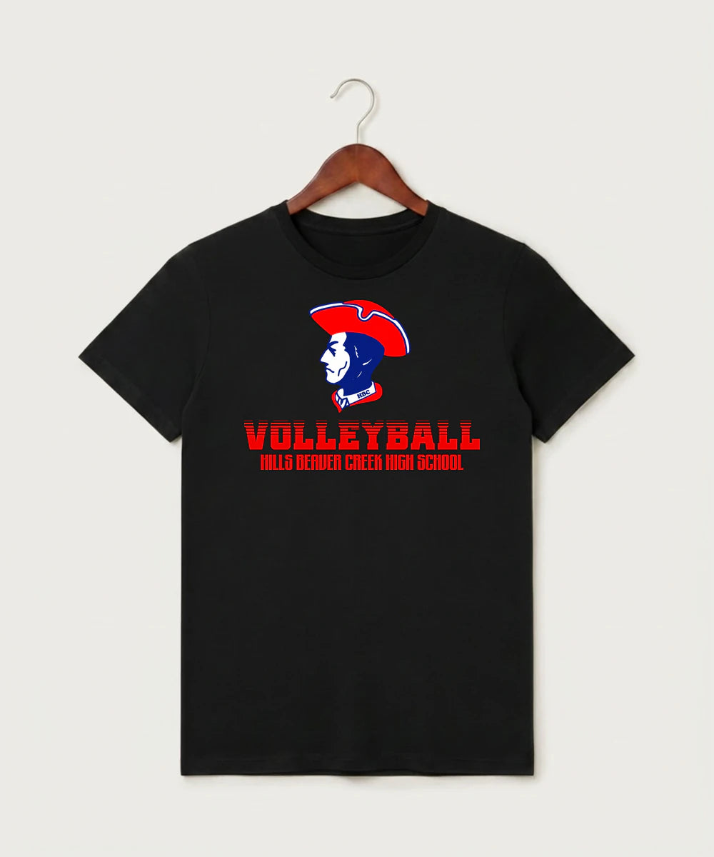 Hills-Beaver Creek High School Volleyball (Girls) - Black T-Shirt - Full Front