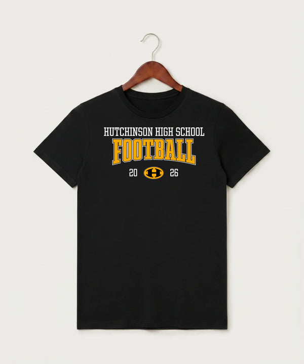 Hutchinson High School Football (Boys) - Black T-Shirt - Full Front