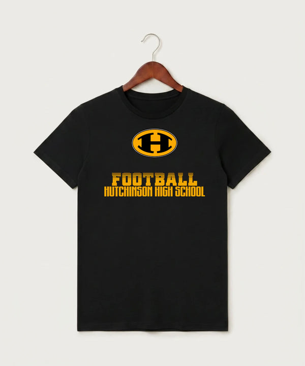 Hutchinson High School Football (Boys) - Black T-Shirt - Full Front