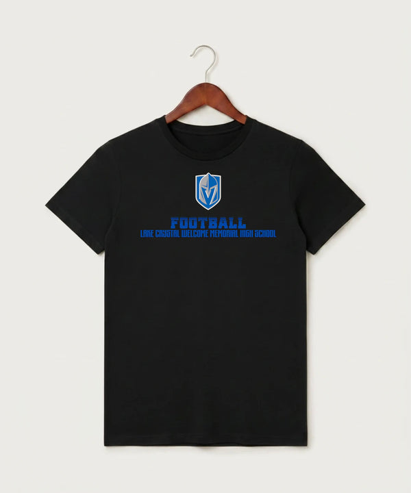Lake Crystal-Welcome-Memorial High School Football (Boys) - Black T-Shirt - Full Front