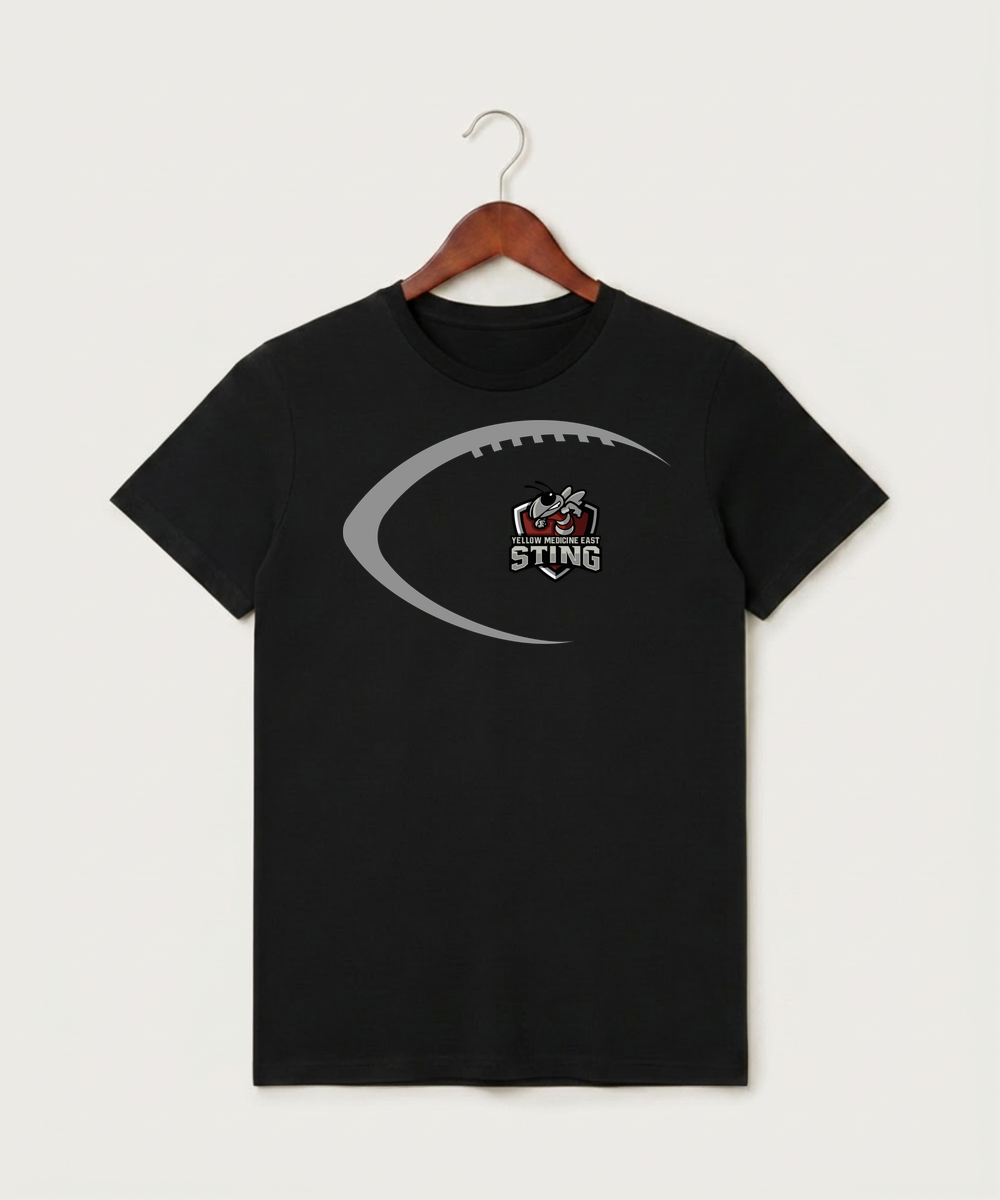 Yellow Medicine East High School Football (Boys) - Black T-Shirt - Full Front