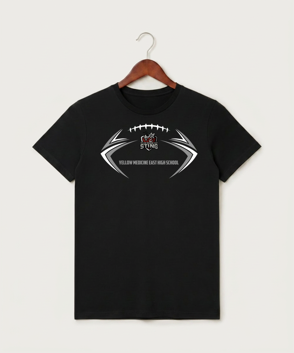 Yellow Medicine East High School Football (Boys) - Black T-Shirt - Full Front