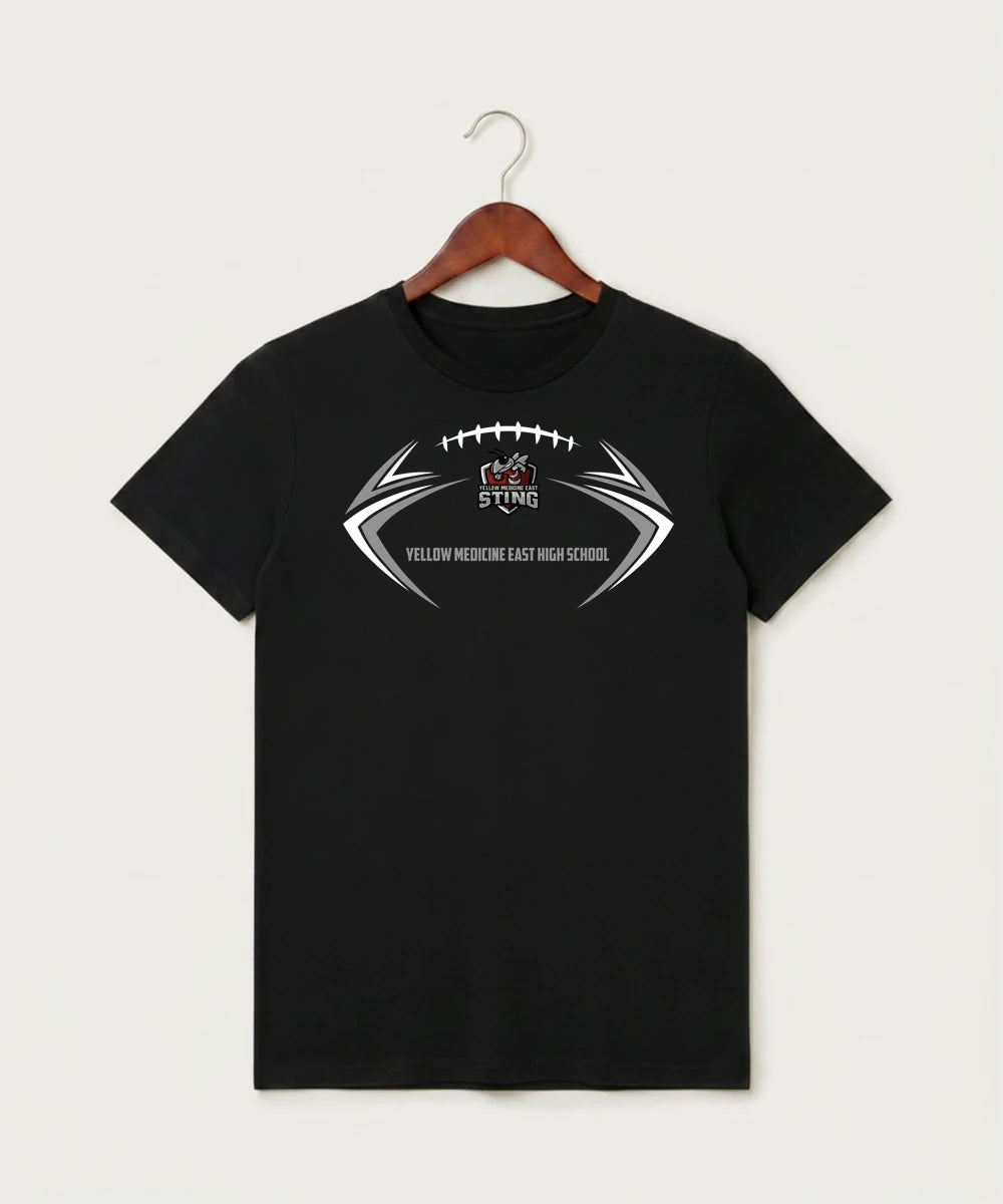 Yellow Medicine East High School Football (Boys) - Black T-Shirt - Full Front
