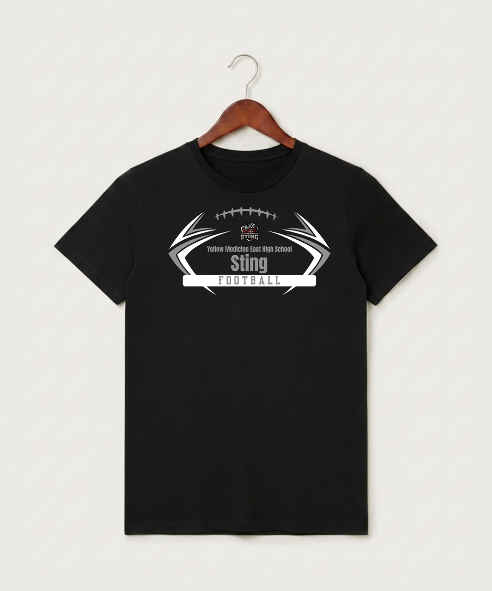 Yellow Medicine East High School Football (Boys) - Black T-Shirt - Full Front
