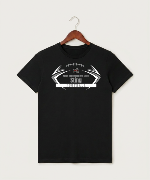 Yellow Medicine East High School Football (Boys) - Black T-Shirt - Full Front
