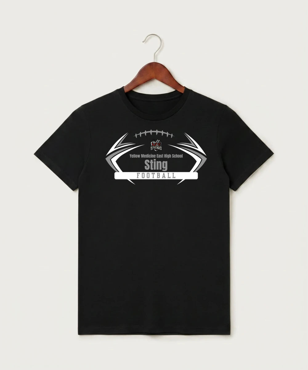 Yellow Medicine East High School Football (Boys) - Black T-Shirt - Full Front