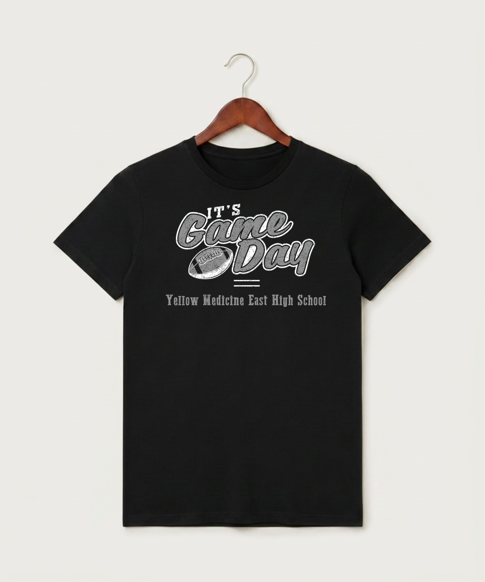 Yellow Medicine East High School Football (Boys) - Black T-Shirt - Full Front