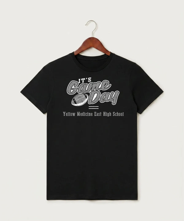 Yellow Medicine East High School Football (Boys) - Black T-Shirt - Full Front
