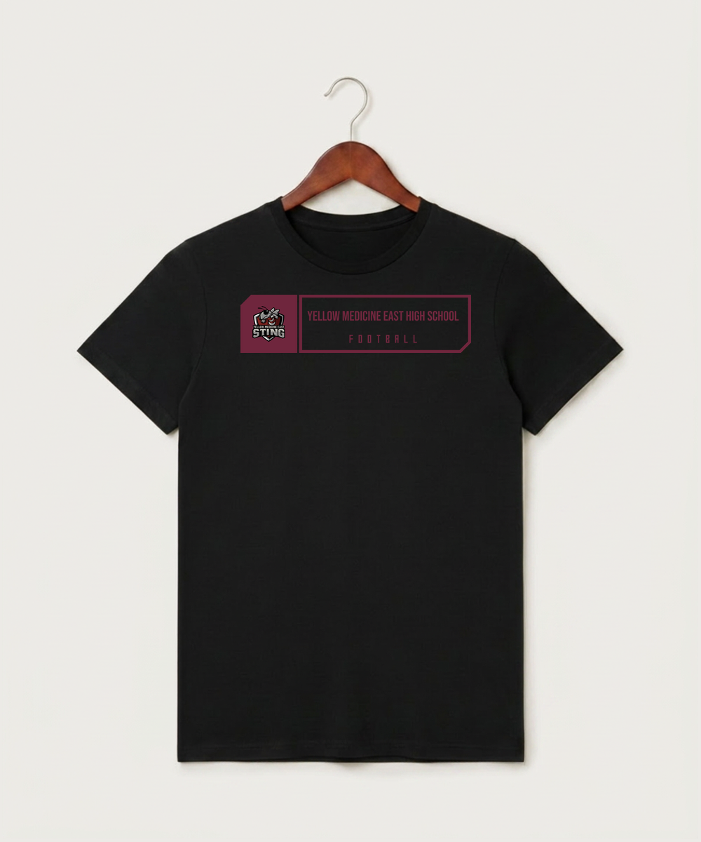 Yellow Medicine East High School Football (Boys) - Black T-Shirt - Full Front