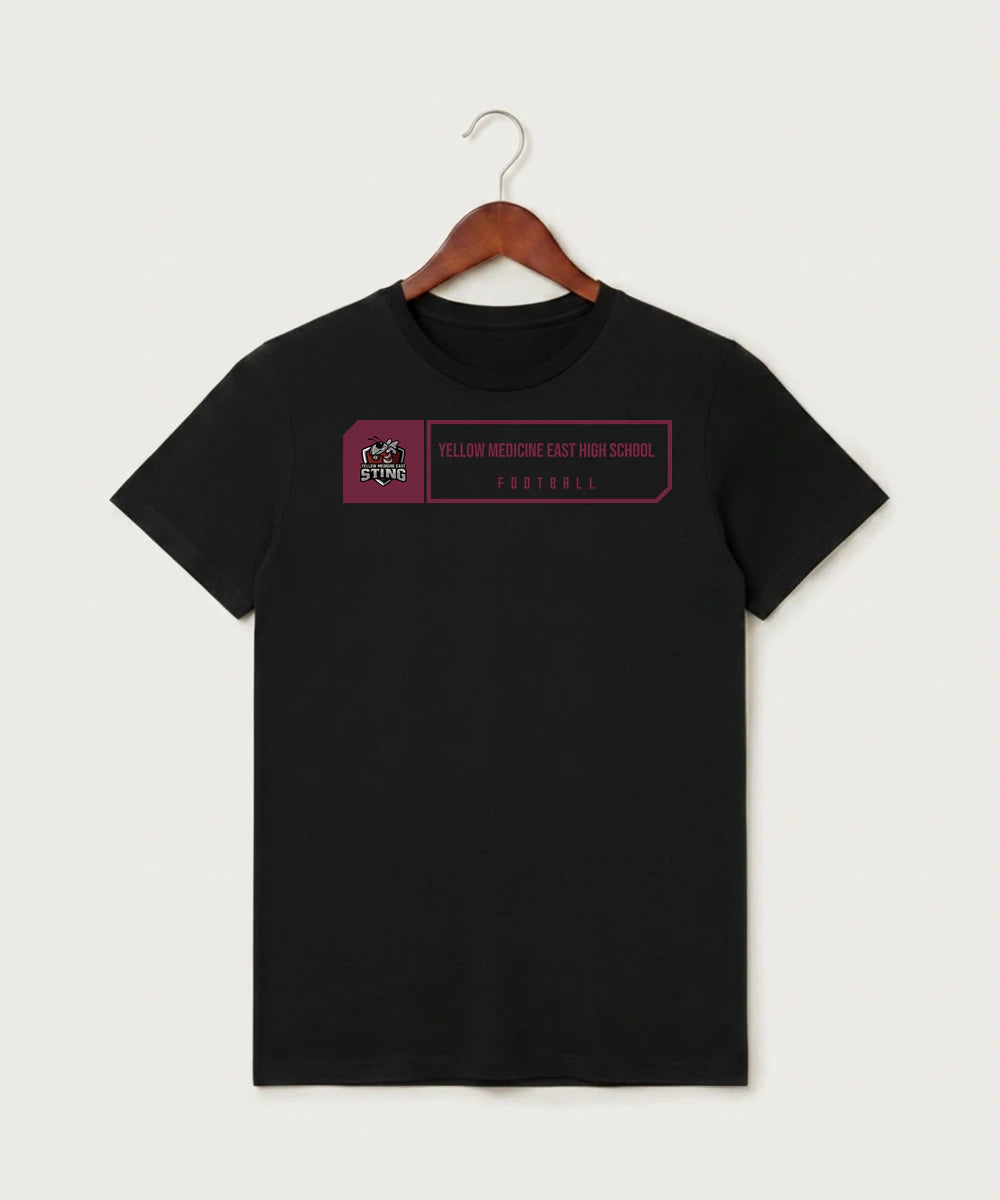 Yellow Medicine East High School Football (Boys) - Black T-Shirt - Full Front
