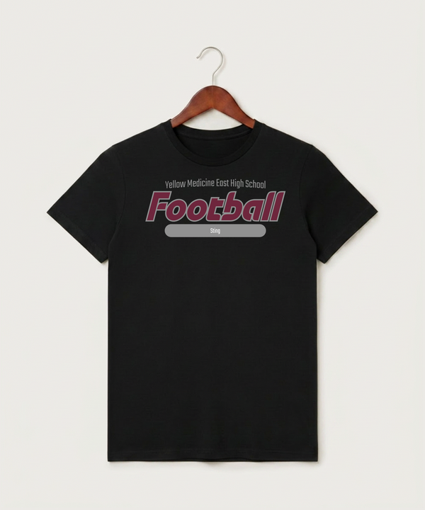 Yellow Medicine East High School Football (Boys) - Black T-Shirt - Full Front