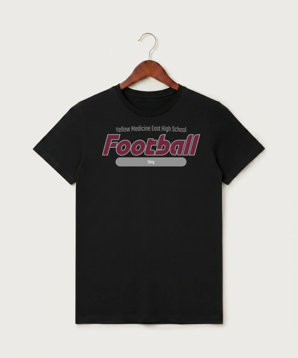 Yellow Medicine East High School Football (Boys) - Black T-Shirt - Full Front