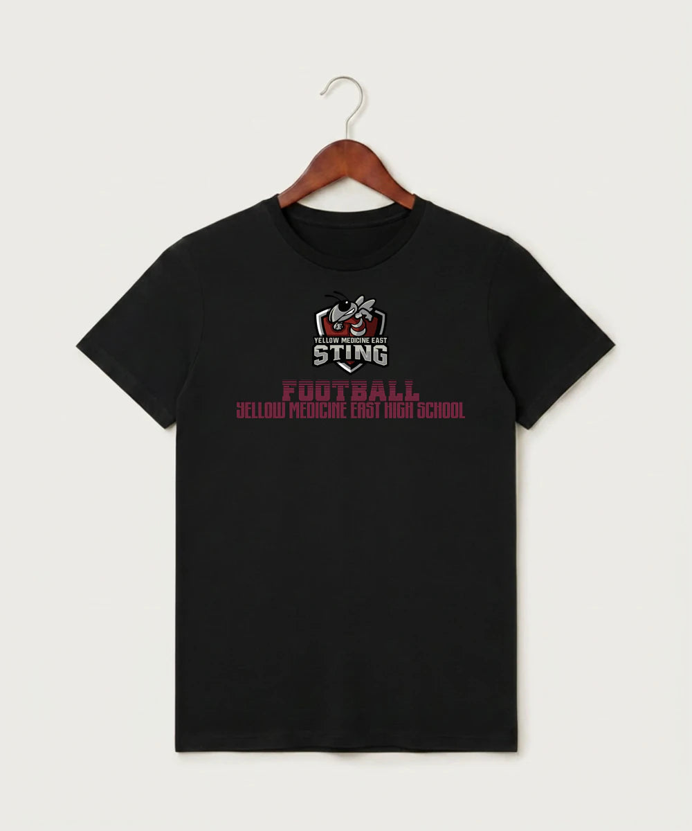 Yellow Medicine East High School Football (Boys) - Black T-Shirt - Full Front