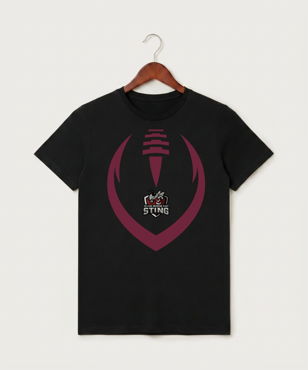 Yellow Medicine East High School Football (Boys) - Black T-Shirt - Full Front
