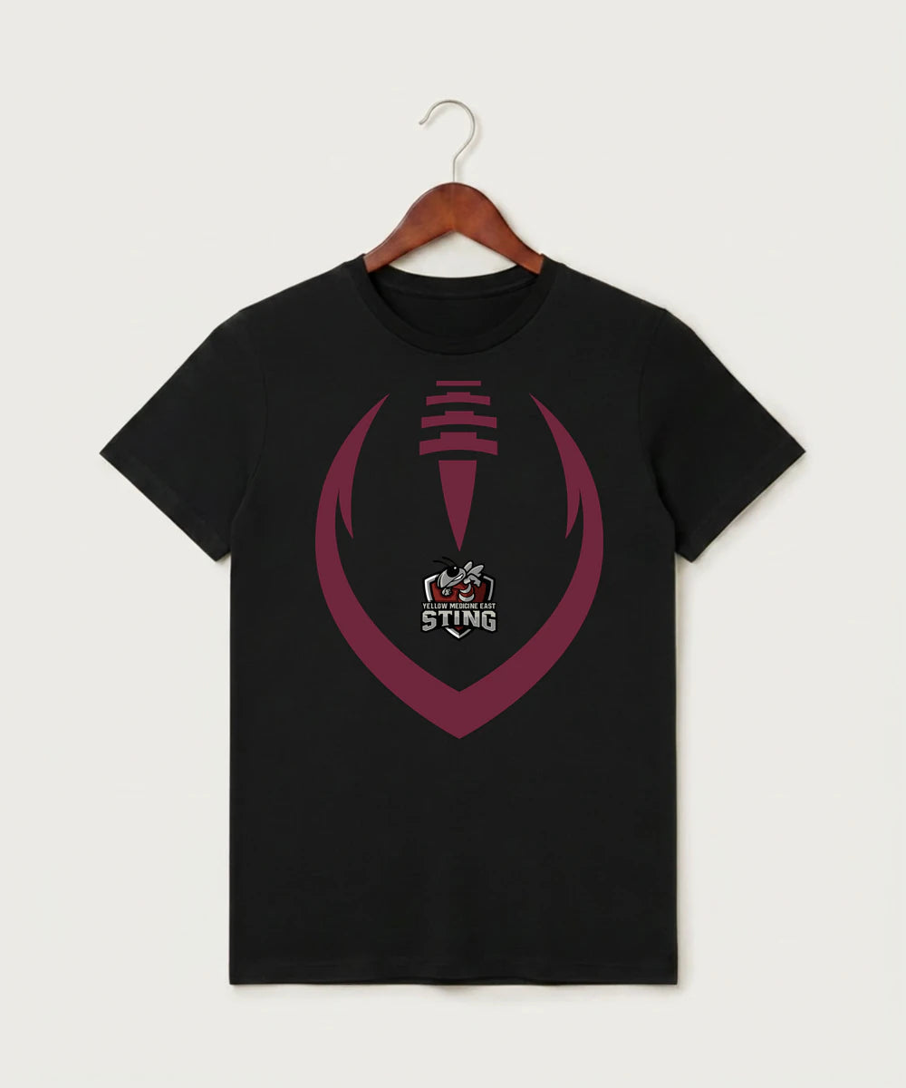Yellow Medicine East High School Football (Boys) - Black T-Shirt - Full Front