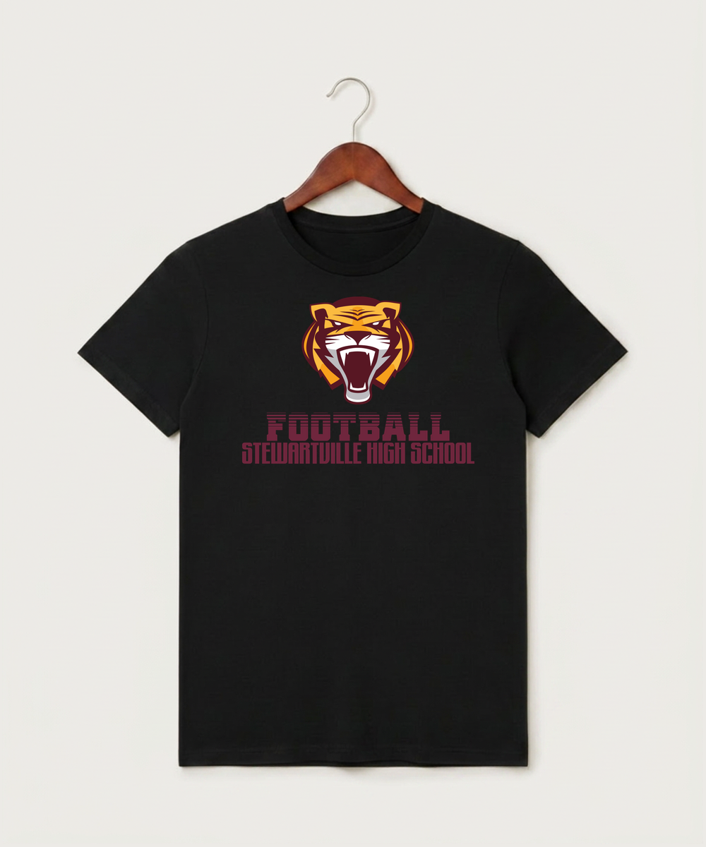 Stewartville High School Football (Boys) - Black T-Shirt - Full Front