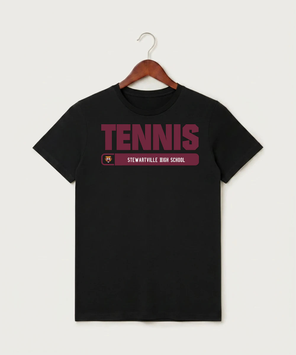 Stewartville High School Tennis (Coed) - Black T-Shirt - Full Front