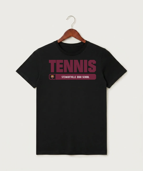 Stewartville High School Tennis (Coed) - Black T-Shirt - Full Front
