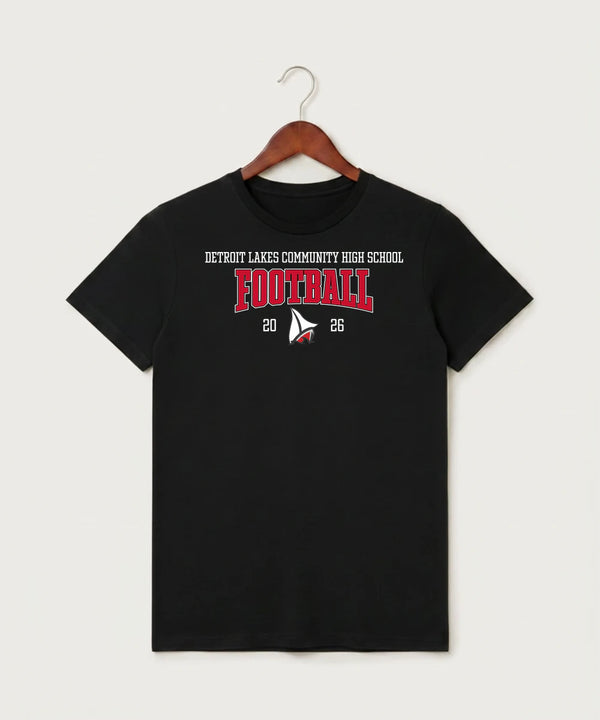 Detroit Lakes Community High School Football (Boys) - Black T-Shirt - Full Front