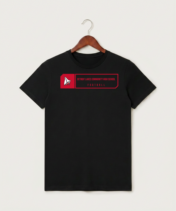Detroit Lakes Community High School Football (Boys) - Black T-Shirt - Full Front