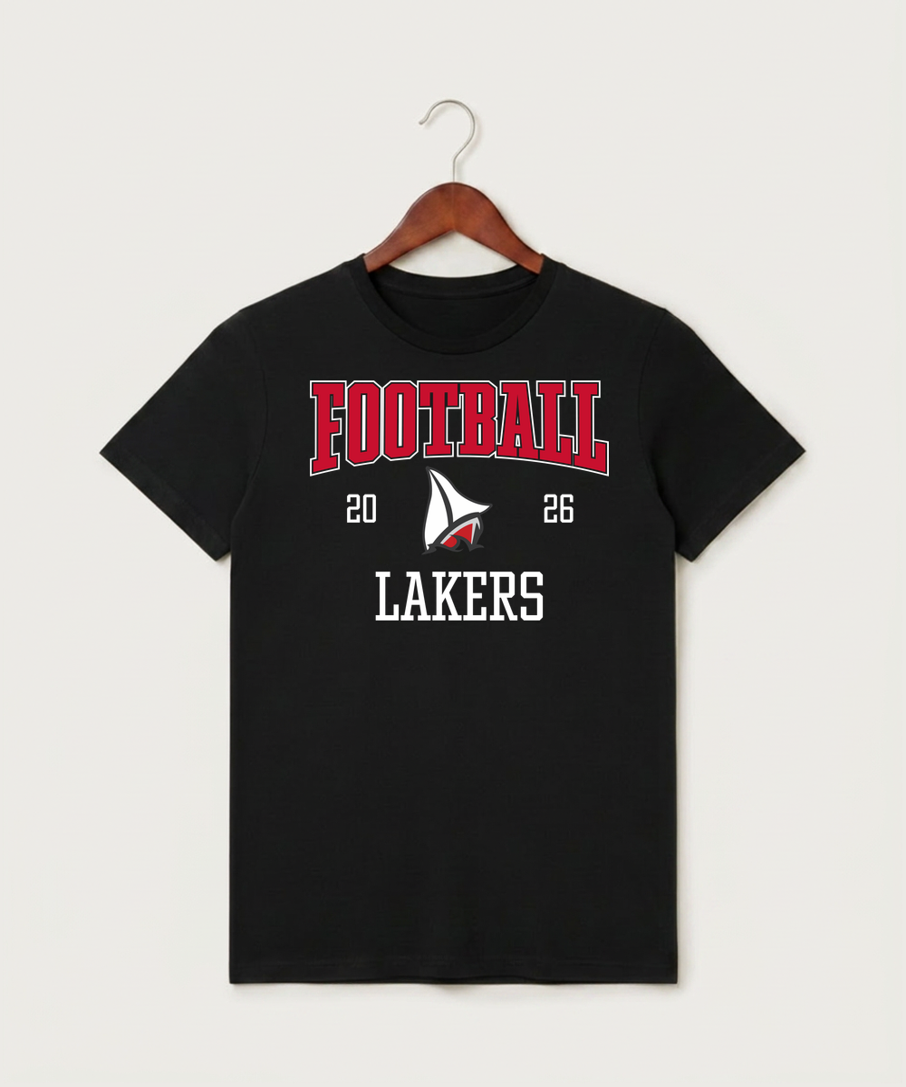 Detroit Lakes Community High School Football (Boys) - Black T-Shirt - Full Front