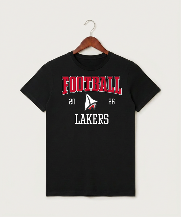Detroit Lakes Community High School Football (Boys) - Black T-Shirt - Full Front