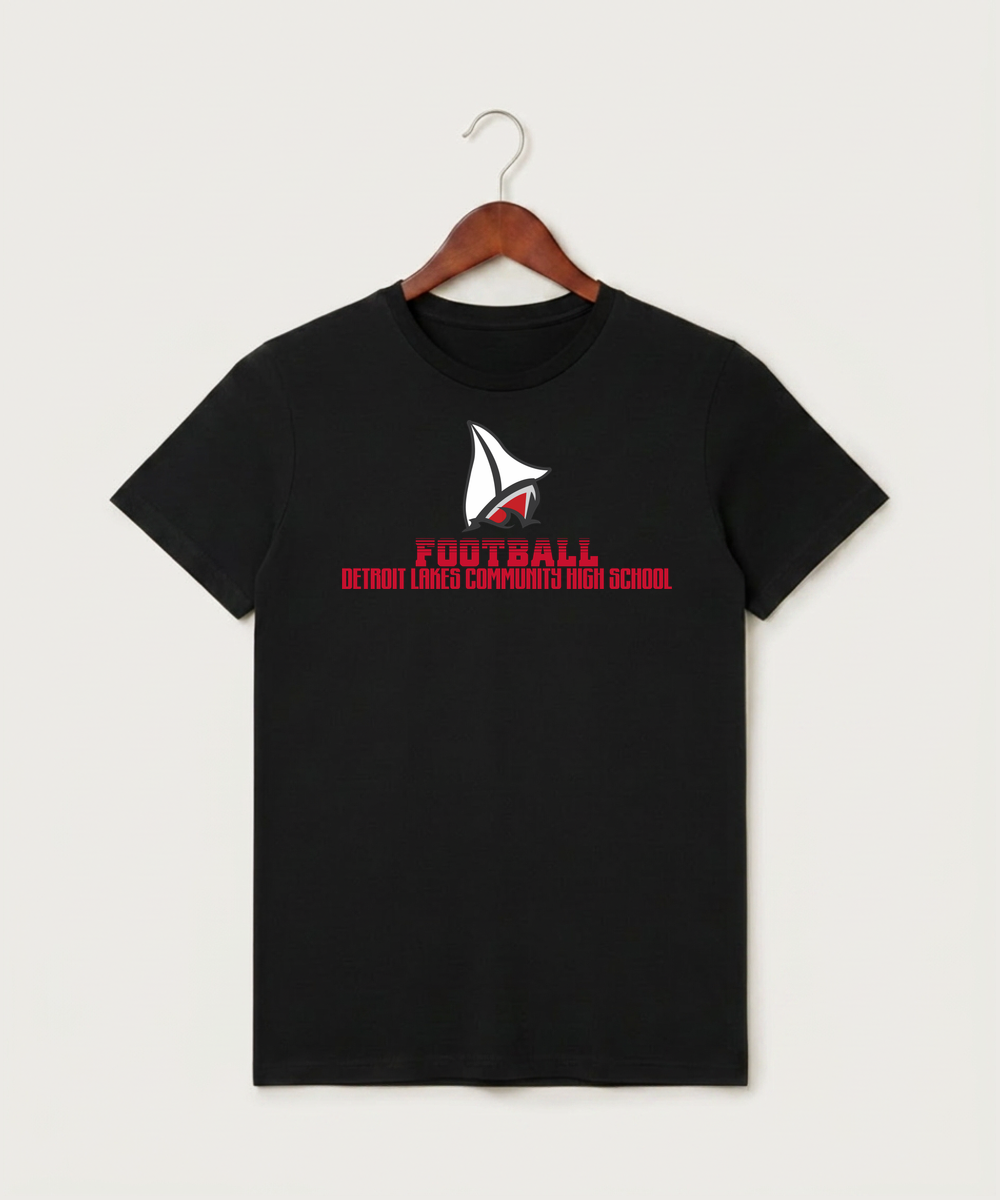 Detroit Lakes Community High School Football (Boys) - Black T-Shirt - Full Front