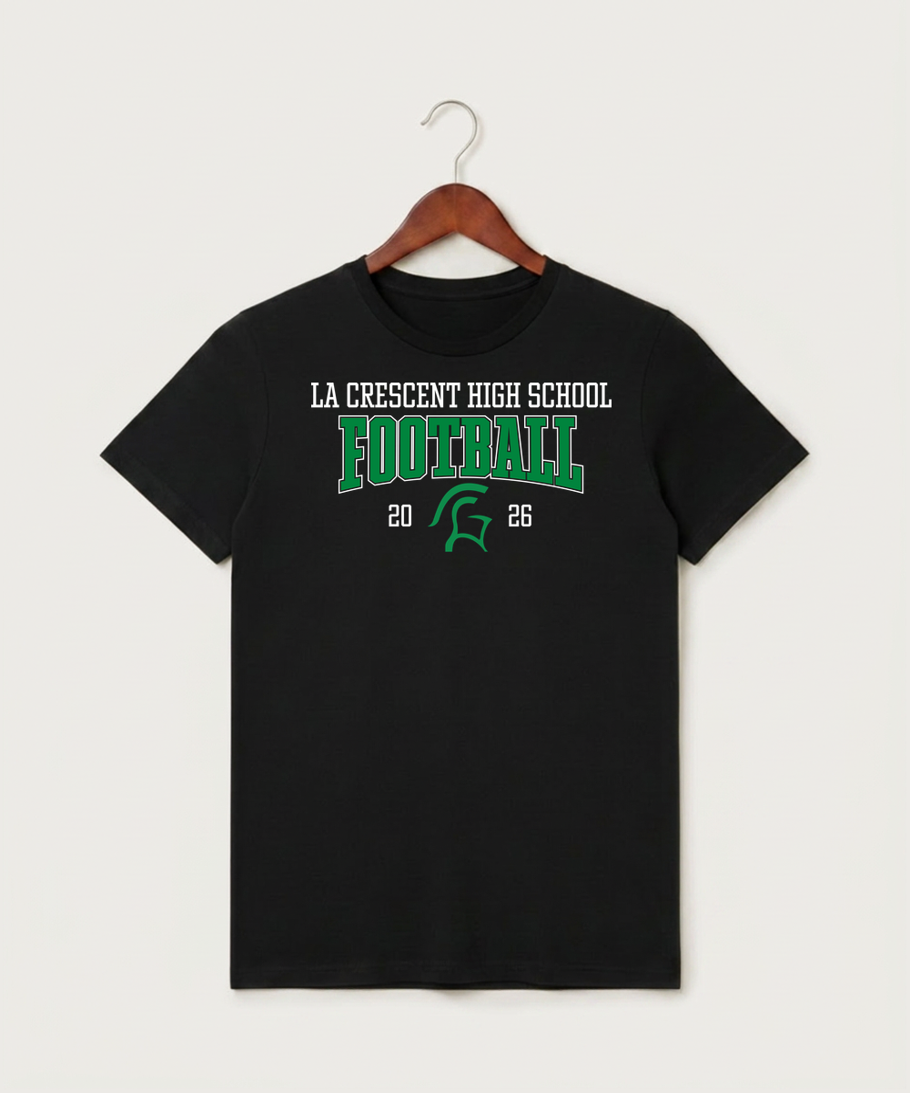 La Crescent High School Football (Boys) - Black T-Shirt - Full Front