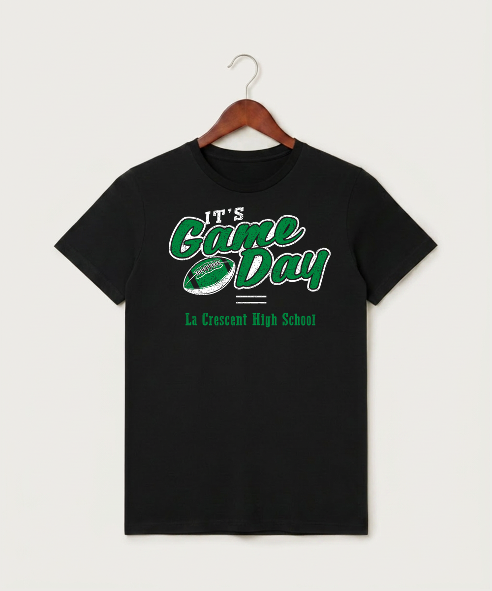 La Crescent High School Football (Boys) - Black T-Shirt - Full Front