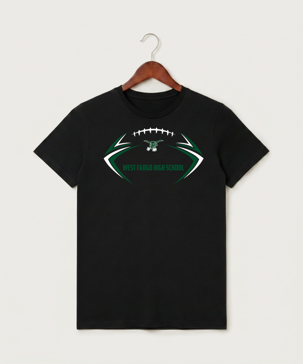 West Fargo High School Football (Boys) - Black T-Shirt - Full Front