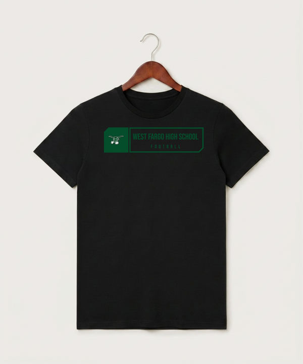 West Fargo High School Football (Boys) - Black T-Shirt - Full Front