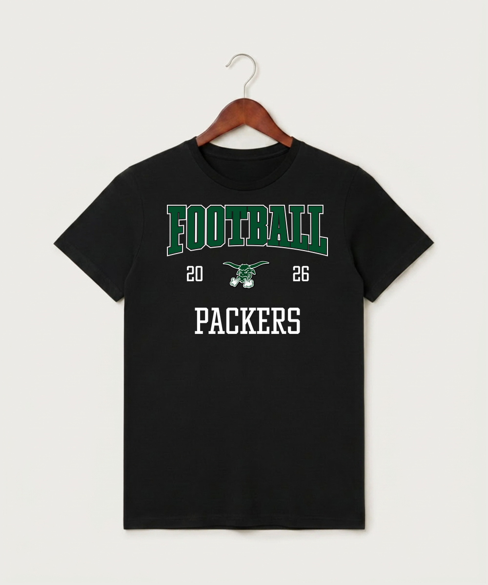 West Fargo High School Football (Boys) - Black T-Shirt - Full Front