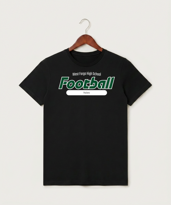 West Fargo High School Football (Boys) - Black T-Shirt - Full Front
