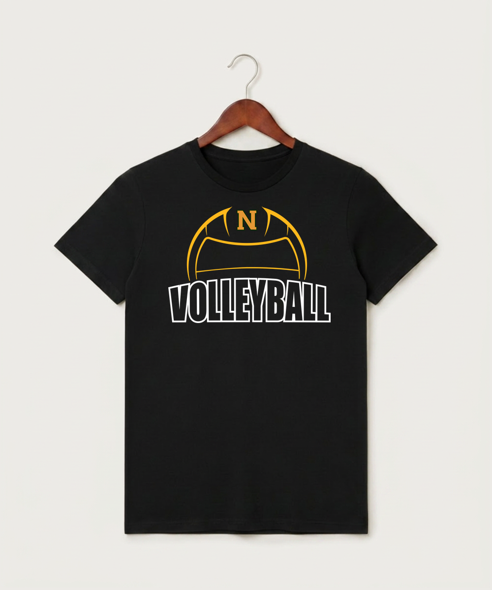 Nevis High School Volleyball (Girls) - Black T-Shirt - Full Front